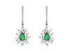1.51CT DIAMOND & AAA EMERALD 14KT WHITE GOLD ROUND & PEAR SHAPE HANGING EARRINGS