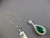 CERTIFIED LARGE 11.68CT DIAMOND & AAA COLUMBIAN EMERALD 18KT WHITE GOLD PENDANT