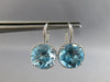 EXTRA LARGE 15.33CT DIAMOND & AAA BLUE TOPAZ 14KT WHITE GOLD LEVERBACK EARRINGS