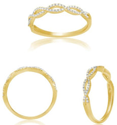 .18CT DIAMOND 14KT YELLOW GOLD 3D ROUND CLASSIC INFINITY SEMI ETERNITY LOVE RING
