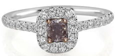 .68CT WHITE & PINK DIAMOND 18KT WHITE & ROSE GOLD 3D CUSHION & ROUND SQUARE RING