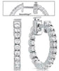 1.02CT DIAMOND 14K WHITE GOLD 3D 4 PRONG INSIDE OUT HOOP HUGGIE HANGING EARRINGS