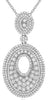 1.40CT DIAMOND 14K WHITE GOLD MULTI ROW DOUBLE OVAL FLORAL LOVE FLOATING PENDANT