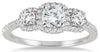 1.0CT DIAMOND 14K WHITE GOLD 3D ROUND 3 STONE HALO PAST PRESENT FUTURE LOVE RING