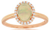 ESTATE 1.02CT DIAMOND & AAA OPAL 14KT ROSE GOLD OVAL & ROUND CABOCHON HALO RING