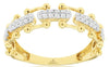 ESTATE .25CT DIAMOND 14KT YELLOW GOLD 3D ROUND PAVE SQUARE LINK FUN RING