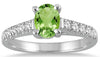 ESTATE 1.23CT DIAMOND & AAA PERIDOT 14KT WHITE GOLD 3D OVAL & ROUND FUN RING