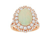 LARGE 4.40CT DIAMOND & AAA OPAL 14KT ROSE GOLD OVAL & ROUND FLOWER COCKTAIL RING