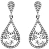 ESTATE .80CT DIAMOND 14K WHITE GOLD ROUND CLUSTER TEAR DROP FUN HANGING EARRINGS