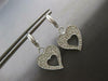 ESTATE 1.24CT DIAMOND 14KT WHITE GOLD DOUBLE HEART FUN HUGGIE HANGING EARRINGS
