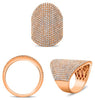 EXTRA LARGE 2.79CT DIAMOND 14KT ROSE GOLD 3D ROUND MULTI ROW FLAT WAVY FUN RING
