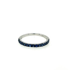 .51CT AAA SAPPHIRE 18KT WHITE GOLD 3D CLASSIC SEMI ETERNITY ANNIVERSARY RING