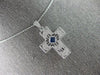 ESTATE .40CT DIAMOND & AAA SAPPHIRE 14KT WHITE GOLD 3D CROSS FLOATING PENDANT