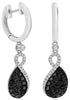 1.21CT WHITE & BLACK DIAMOND 14KT WHITE GOLD 3D INFINITY LOVE HANGING EARRINGS