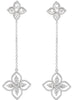.59CT DIAMOND 14KT WHITE GOLD ROUND & PEAR SHAPE DOUBLE FLOWER HANGING EARRINGS