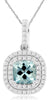 1.15CT DIAMOND & AAA AQUAMARINE 14KT WHITE GOLD CUSHION & ROUND FLOATING PENDANT