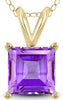 .65CT AAA AMETHYST 14KT YELLOW GOLD PRINCESS SOLITAIRE SQUARE FLOATING PENDANT