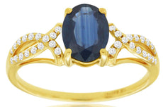 1.59CT DIAMOND & AAA SAPPHIRE 14K YELLOW GOLD 3D OVAL & ROUND INFINITY LOVE RING
