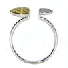 .25CT WHITE & FANCY YELLOW DIAMOND 18KT 2 TONE GOLD CLUSTER DOUBLE LEAF FUN RING