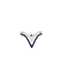 .52CT DIAMOND & AAA SAPPHIRE 18KT WHITE GOLD DOUBLE V SHAPE BUTTERFLY LOVE RING