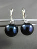 ESTATE LARGE .10CT DIAMOND & AAA PEARL 14K WHITE GOLD 3D HANGING EARRINGS #22639