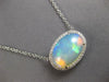 LARGE 7.4CT DIAMOND & AAA AUSTRALIAN OPAL 14KT WHITE GOLD OVAL FILIGREE NECKLACE