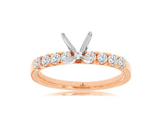 .42CT DIAMOND 14KT WHITE & ROSE GOLD 9 STONE 4 PRONG SEMI MOUNT ENGAGEMENT RING