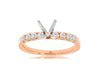 .42CT DIAMOND 14KT WHITE & ROSE GOLD 9 STONE 4 PRONG SEMI MOUNT ENGAGEMENT RING