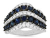 2.61CT DIAMOND & AAA SAPPHIRE 14KT WHITE GOLD MULTI ROW V SHAPE ANNIVERSARY RING