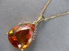 LARGE 15.37CT DIAMOND & AAA CITRINE 14KT YELLOW GOLD PEAR SHAPE & ROUND PENDANT