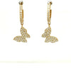 ESTATE .44CT DIAMOND 18KT YELLOW GOLD 3D CLASSIC BUTTERFLY LOVE HANGING EARRINGS
