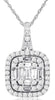 .60CT DIAMOND 14KT WHITE GOLD ROUND & BAGUETTE SQUARE CLUSTER FLOATING PENDANT