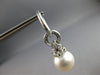 ESTATE LARGE 1.57CT DIAMOND & AAA SAPPHIRE & SOUTH SEA PEARL 18K WHITE GOLD 3D EARRINGS