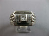 LARGE .52CT DIAMOND 14KT WHITE GOLD 3D PRINCESS & BAGUETTE LINK SQUARE MENS RING