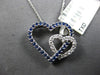 .60CT DIAMOND & AAA SAPPHIRE 14KT WHITE GOLD DOUBLE HEART LOVE FLOATING PENDANT