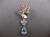 LARGE 4.34CT DIAMOND & AAA MULTI GEM 14KT WHITE GOLD TEAR DROP HANGING EARRINGS