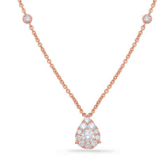 .63CT DIAMOND 14KT ROSE GOLD 3D CLASSIC PAVE TEAR DROP BY THE YARD LOVE NECKLACE