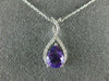 ESTATE 1.12CT DIAMOND & AAA AMETHYST 14K WHITE GOLD PEAR SHAPE TEAR DROP PENDANT