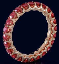 2.53CT AAA RUBY 14KT ROSE GOLD 3D CLASSIC SHARED PRONG ETERNITY FUN LOVE RING