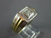 LARGE .82CT DIAMOND 14KT 2 TONE GOLD ROUND & PRINCESS INVISIBLE SQUARE MENS RING