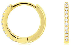 ESTATE .07CT DIAMOND 14KT YELLOW GOLD 3D CLASSIC HUGGIE HANGING EARRINGS