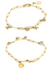 ESTATE .19CT DIAMOND 14KT YELLOW GOLD 3D ROUND MULTI LINK XOXO CHARM BRACELET