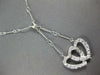 ESTATE .40CT DIAMOND 14KT WHITE GOLD CLASSIC DOUBLE HEART LARIAT LOVE NECKLACE