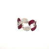 ESTATE .97CT DIAMOND & AAA RUBY 18KT WHITE GOLD CLASSIC MULTI OVAL LINK FUN RING
