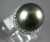 ESTATE .32CT DIAMOND & AAA TAHITIAN PEARL 18KT WHITE GOLD CLASSIC HALO LOVE RING