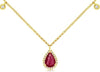 .87CT DIAMOND & AAA RUBY 14KT YELLOW GOLD PEAR SHAPE HALO BY THE YARD NECKLACE