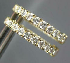 ESTATE .78CT DIAMOND 18KT YELLOW GOLD CLASSIC INSIDE OUT HUGGIE HANGING EARRINGS