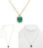2.72CT DIAMOND & AAA EMERALD 18KT YELLOW GOLD 3D CUSHION & ROUND SQUARE NECKLACE