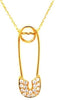 ESTATE .25CT DIAMOND 18K YELLOW GOLD 3D CLASSIC SAFETY PIN LOVE FLOATING PENDANT