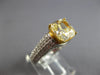 2.75CT WHITE & FANCY YELLOW DIAMOND 18KT 2 TONE GOLD 3D CUSHION ENGAGEMENT RING